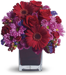 It's My Party by Teleflora - Red & Purple Cube from Olney's Flowers of Rome in Rome, NY